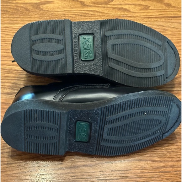 KS Black Leather Uppers Oil Resistant Lace Up Crew Kitchen Shoes Size 6 HTF - Picture 2 of 4